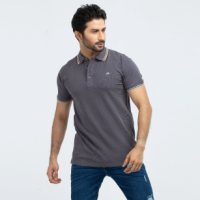 Menâ€™s Grey Color Slim Fit Polo T-Shirt