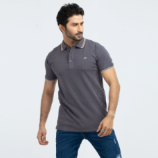 Menâ€™s Grey Color Slim Fit Polo T-Shirt